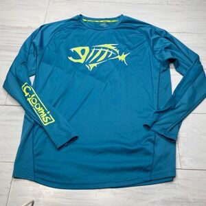 G.Loomis Fishing Shirt Mens XL Blue Long Sleeve Performance Skeleton Fish Tee